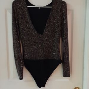 Womens black shimmer body suit